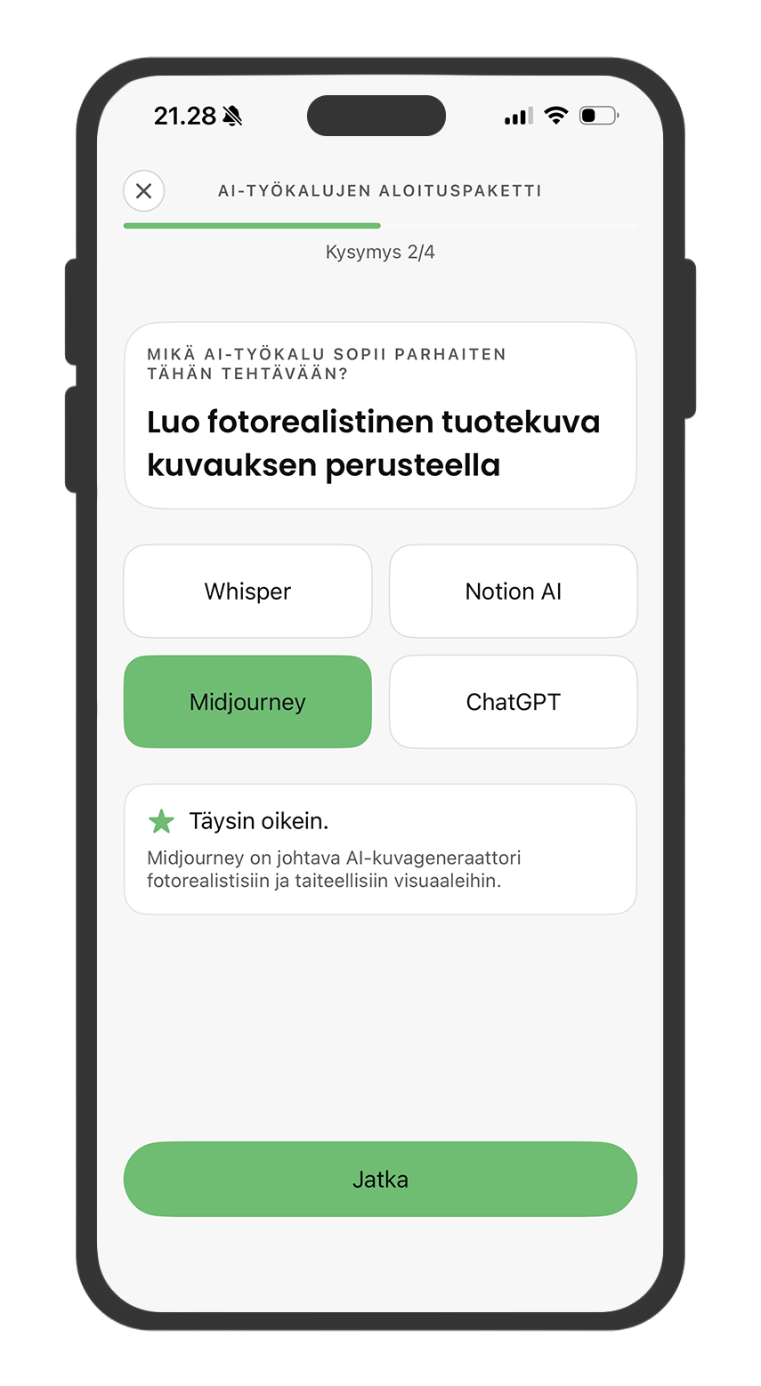 mainiø työkaluvalinnan oppituntinäyttö