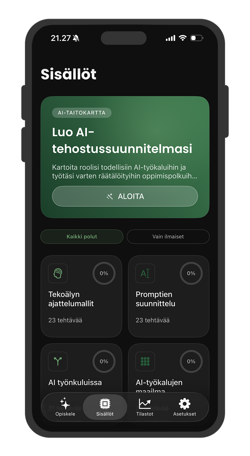 mainiø explore-näyttö, AI Kehityspolku ja oppipolut