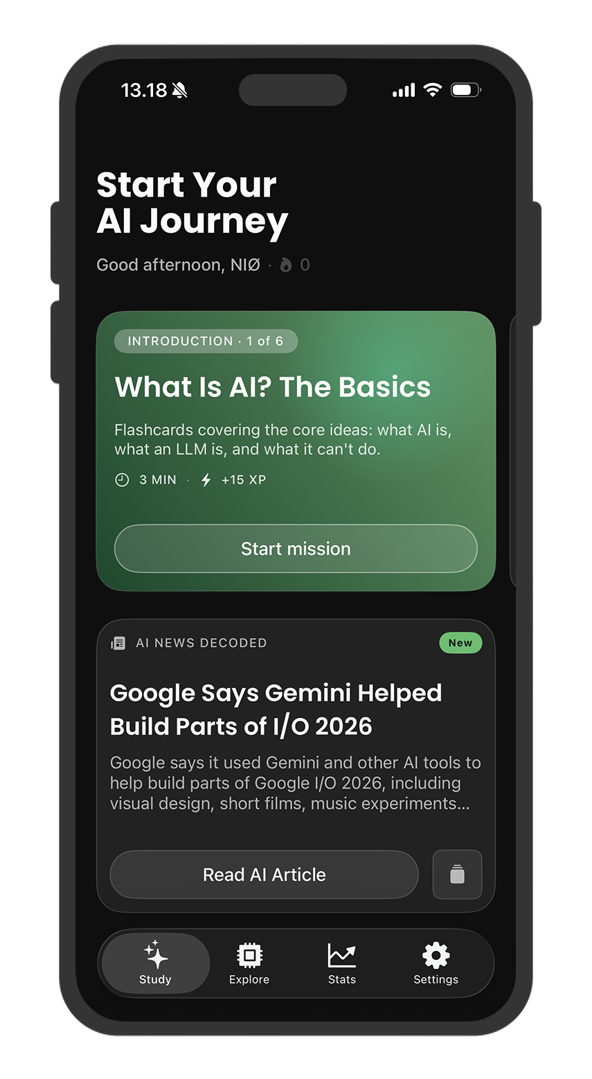 mainiø home screen with daily learning missions